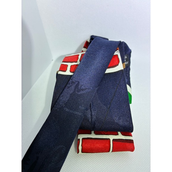 Vintage Looney Tunes Posse Tie Mens Navy Blue Hip Hop Taz Bugs Bunny 90s Retro - Picture 3 of 9